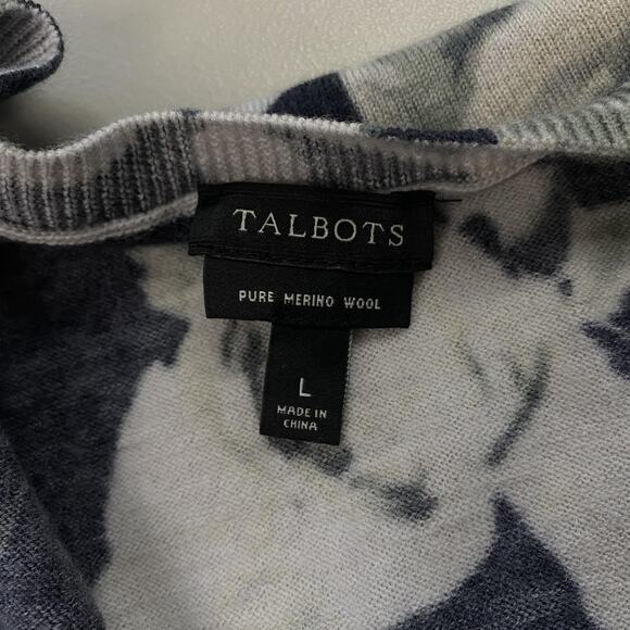 Talbots Merino Wool Cardigan Sweater Women Large Gray Dark Moody Floral Romantic - Picture 4 of 11